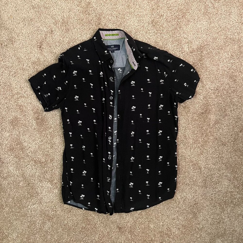 Black Collared Shirt with a Hawaiian Vibe but a "Professional" Twist